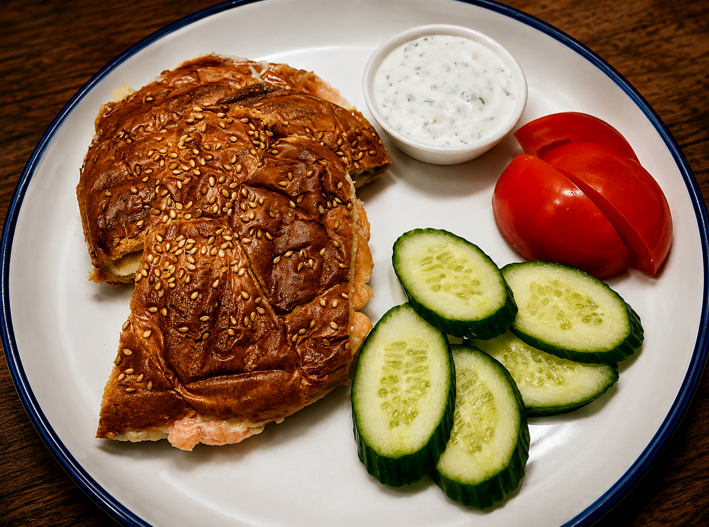 Toast with cheese and smoked salmon 
